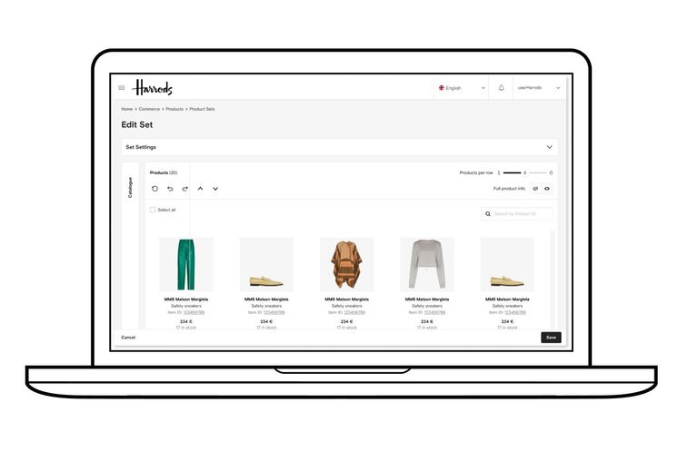 Harrods online store displayed on laptop
